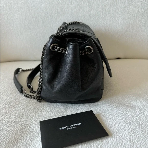 YSL Saint Laurent Nolita Black Grainskin Leather Handbag - Picture 12 of 16